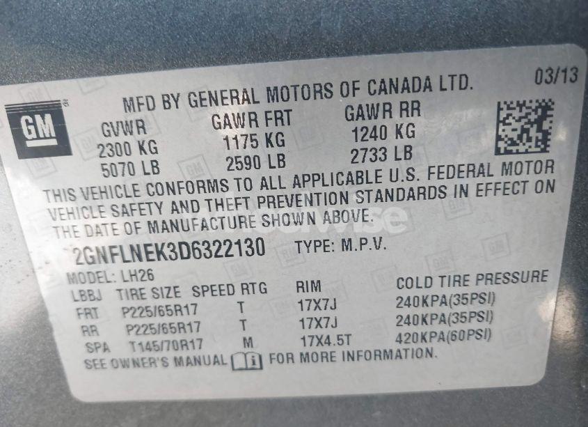 Photo 9 of 2013 Chevrolet Equinox 2LT (VIN 2GNFLNEK3D6322130)