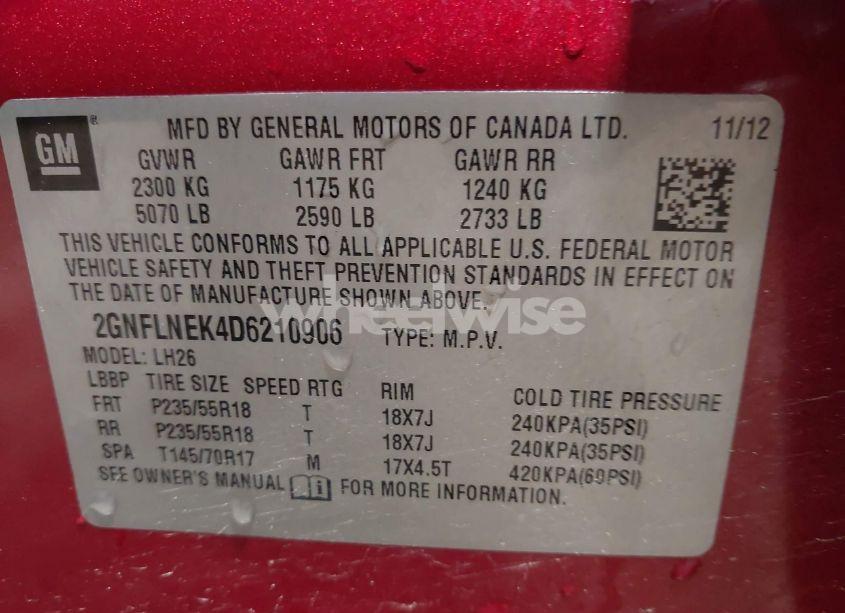 Photo 9 of 2013 Chevrolet Equinox 2LT (VIN 2GNFLNEK4D6210906)