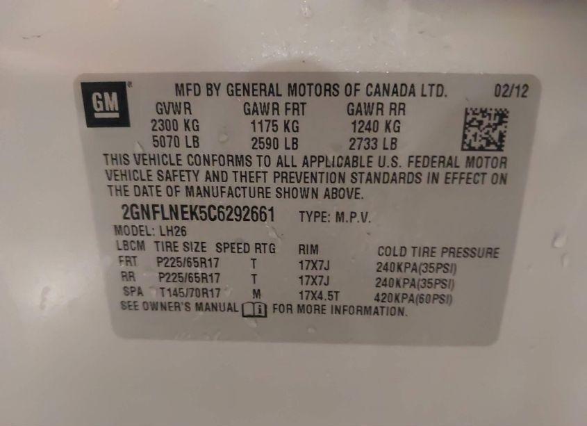 Photo 9 of 2012 Chevrolet Equinox 2LT (VIN 2GNFLNEK5C6292661)