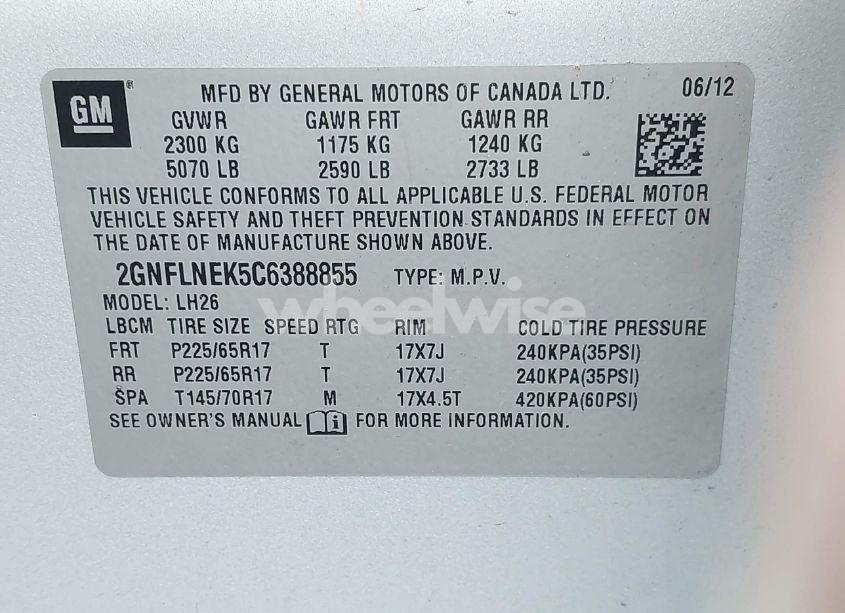 Photo 9 of 2012 Chevrolet Equinox 2LT (VIN 2GNFLNEK5C6388855)