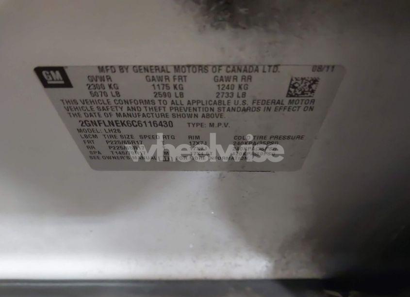 Photo 9 of 2012 Chevrolet Equinox 2LT (VIN 2GNFLNEK6C6116430)