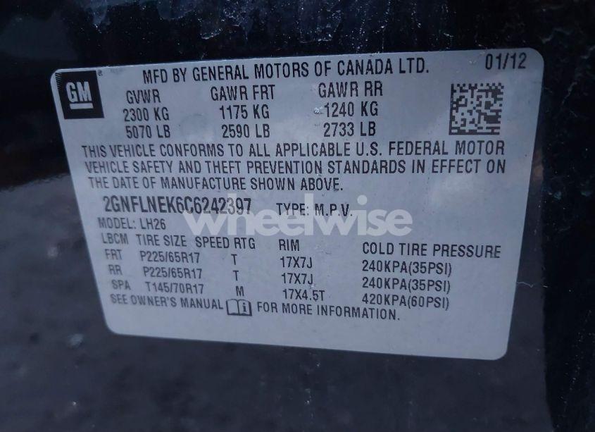 Photo 9 of 2012 Chevrolet Equinox 2LT (VIN 2GNFLNEK6C6242397)