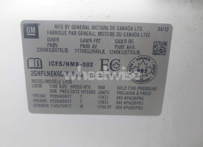 Photo 9 of 2012 Chevrolet Equinox 2LT (VIN 2GNFLNEK6C6330432)