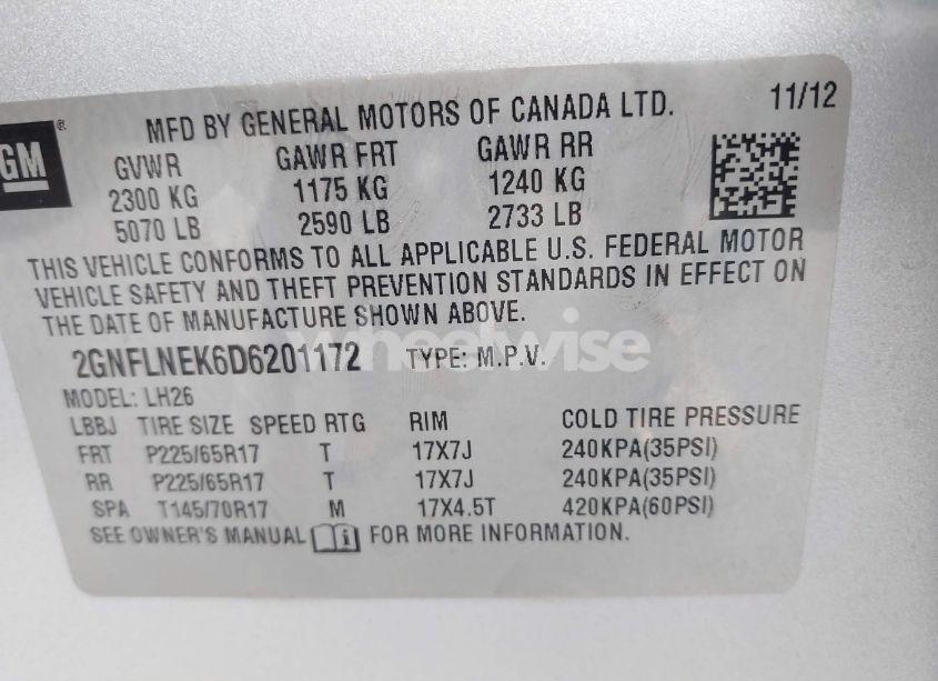 Photo 9 of 2013 Chevrolet Equinox 2LT (VIN 2GNFLNEK6D6201172)