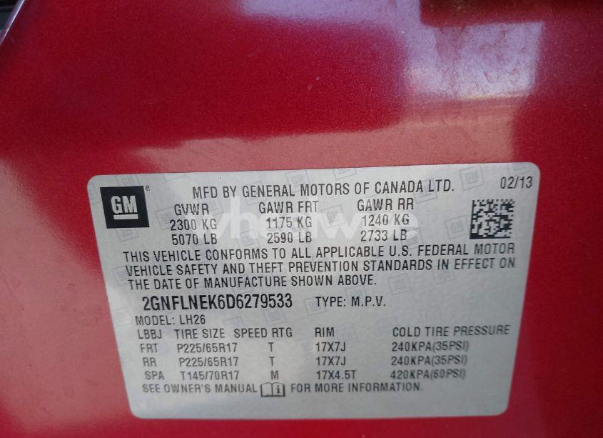 Photo 9 of 2013 Chevrolet Equinox 2LT (VIN 2GNFLNEK6D6279533)