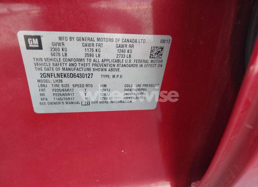 Photo 9 of 2013 Chevrolet Equinox 2LT (VIN 2GNFLNEK6D6430127)