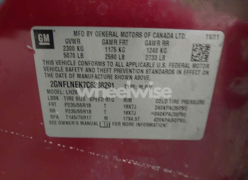 Photo 9 of 2012 Chevrolet Equinox 2LT (VIN 2GNFLNEK7C6208291)