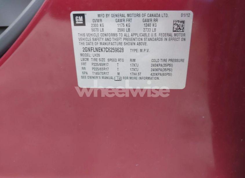 Photo 9 of 2012 Chevrolet Equinox 2LT (VIN 2GNFLNEK7C6259628)