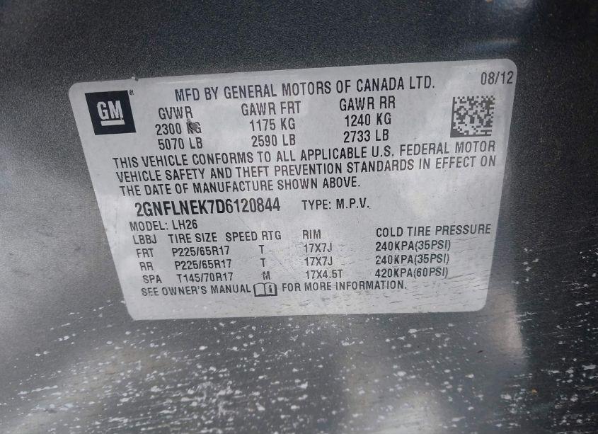 Photo 9 of 2013 Chevrolet Equinox 2LT (VIN 2GNFLNEK7D6120844)