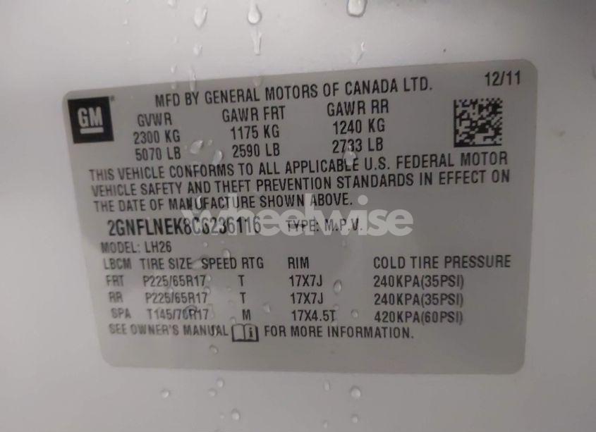 Photo 9 of 2012 Chevrolet Equinox 2LT (VIN 2GNFLNEK8C6236116)