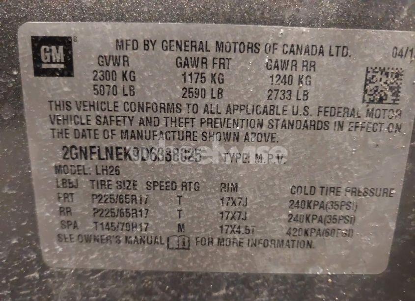 Photo 9 of 2013 Chevrolet Equinox 2LT (VIN 2GNFLNEK9D6338025)