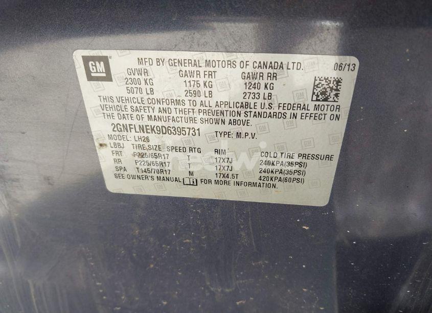 Photo 9 of 2013 Chevrolet Equinox 2LT (VIN 2GNFLNEK9D6395731)