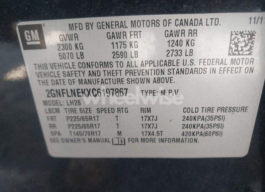 Photo 9 of 2012 Chevrolet Equinox 2LT (VIN 2GNFLNEKXC6197867)