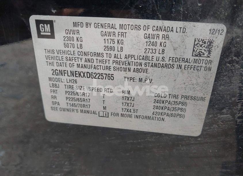 Photo 9 of 2013 Chevrolet Equinox 2LT (VIN 2GNFLNEKXD6225765)