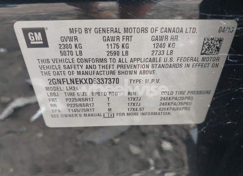 Photo 9 of 2013 Chevrolet Equinox 2LT (VIN 2GNFLNEKXD6337370)