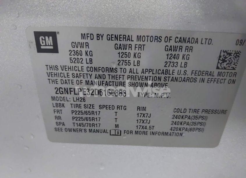 Photo 9 of 2013 Chevrolet Equinox 2LT (VIN 2GNFLPE32D6160883)