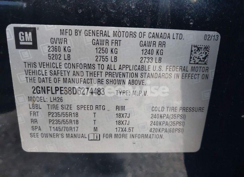 Photo 9 of 2013 Chevrolet Equinox 2LT (VIN 2GNFLPE38D6274483)