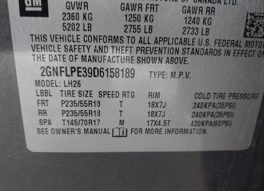 Photo 9 of 2013 Chevrolet Equinox 2LT (VIN 2GNFLPE39D6158189)