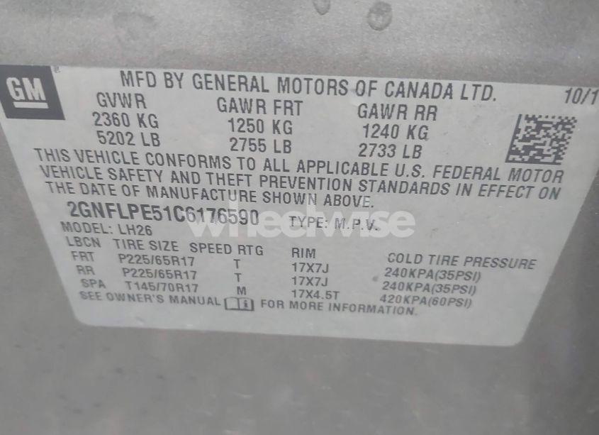 Photo 9 of 2012 Chevrolet Equinox 2LT (VIN 2GNFLPE51C6176590)