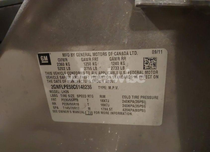 Photo 9 of 2012 Chevrolet Equinox 2LT (VIN 2GNFLPE58C6148236)