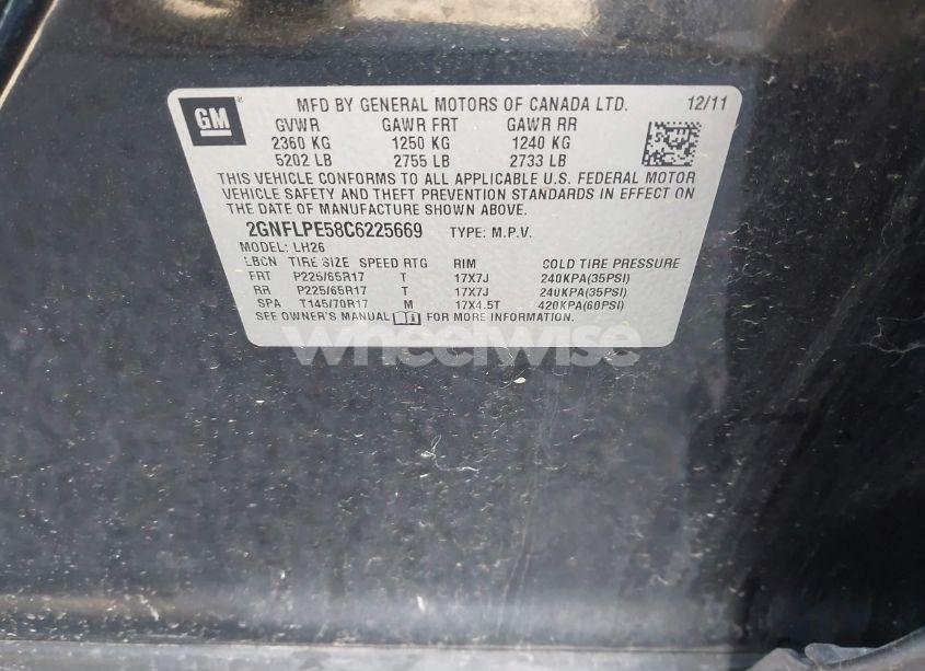 Photo 9 of 2012 Chevrolet Equinox 2LT (VIN 2GNFLPE58C6225669)