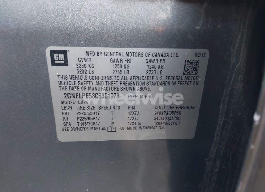 Photo 9 of 2012 Chevrolet Equinox 2LT (VIN 2GNFLPE58C6301973)