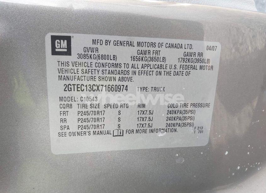 Photo 9 of 2007 Gmc Sierra 1500 WORK TRUCK (VIN 2GTEC13CX71660974)