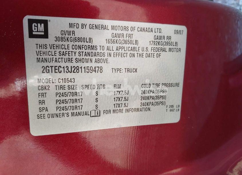 Photo 9 of 2008 Gmc Sierra 1500 SLE1 (VIN 2GTEC13J281159478)