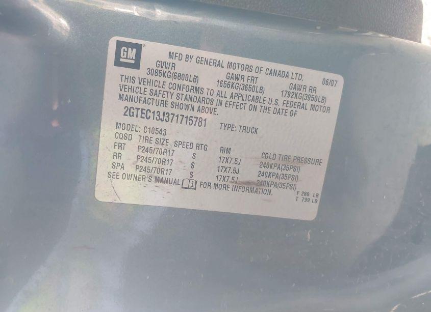 Photo 9 of 2007 Gmc Sierra 1500 SLT (VIN 2GTEC13J371715781)