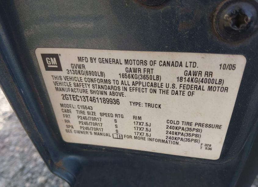 Photo 9 of 2006 Gmc Sierra 1500 SLE1 (VIN 2GTEC13T461189936)