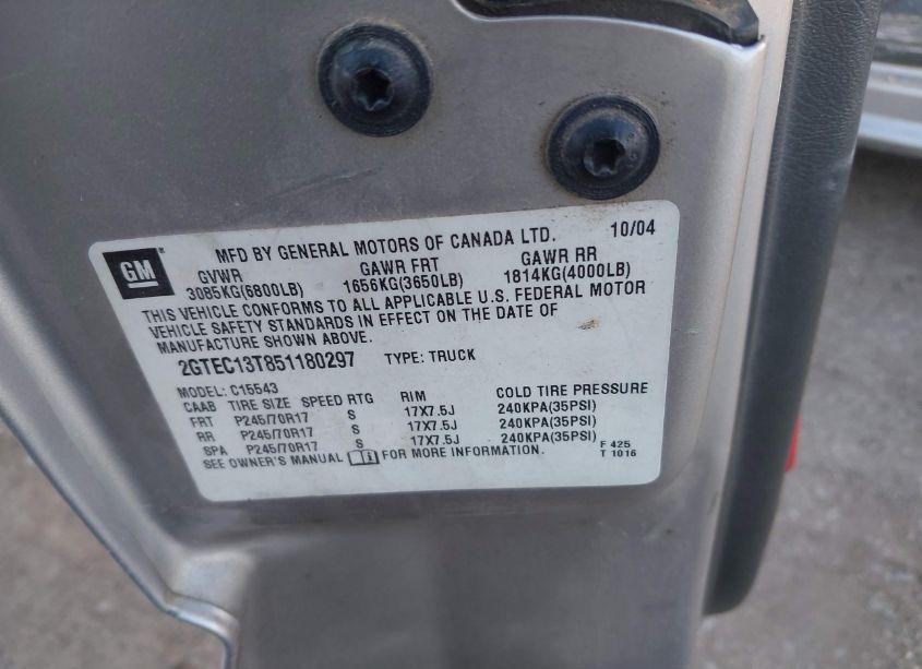 Photo 9 of 2005 Gmc Sierra 1500 SLE (VIN 2GTEC13T851180297)
