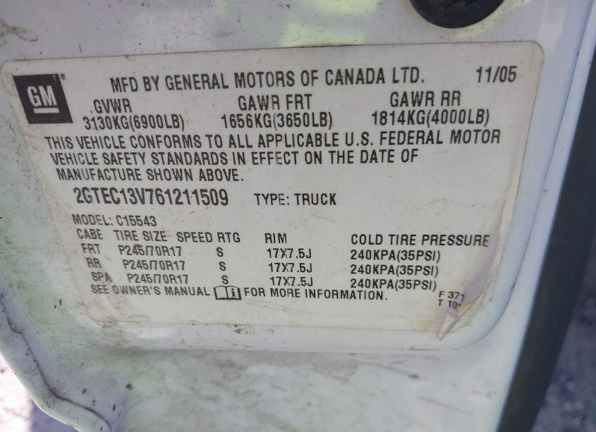 Photo 9 of 2006 Gmc Sierra 1500 SL (VIN 2GTEC13V761211509)