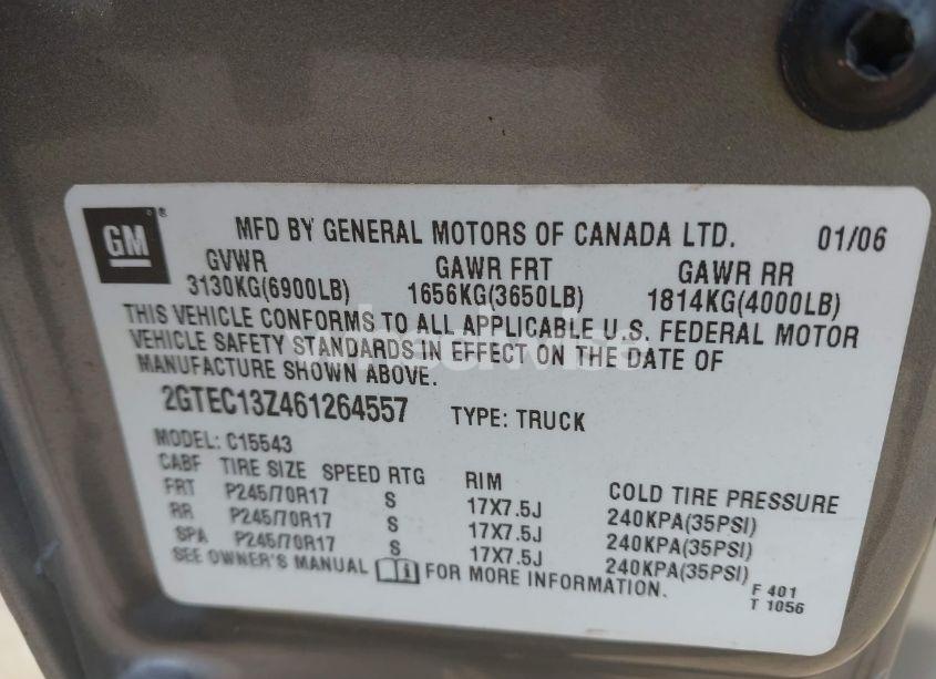 Photo 9 of 2006 Gmc Sierra 1500 SLT (VIN 2GTEC13Z461264557)