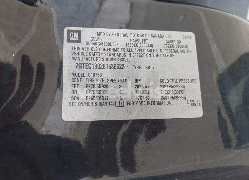 Photo 9 of 2008 Gmc Sierra 1500 SLE1 (VIN 2GTEC190281335623)