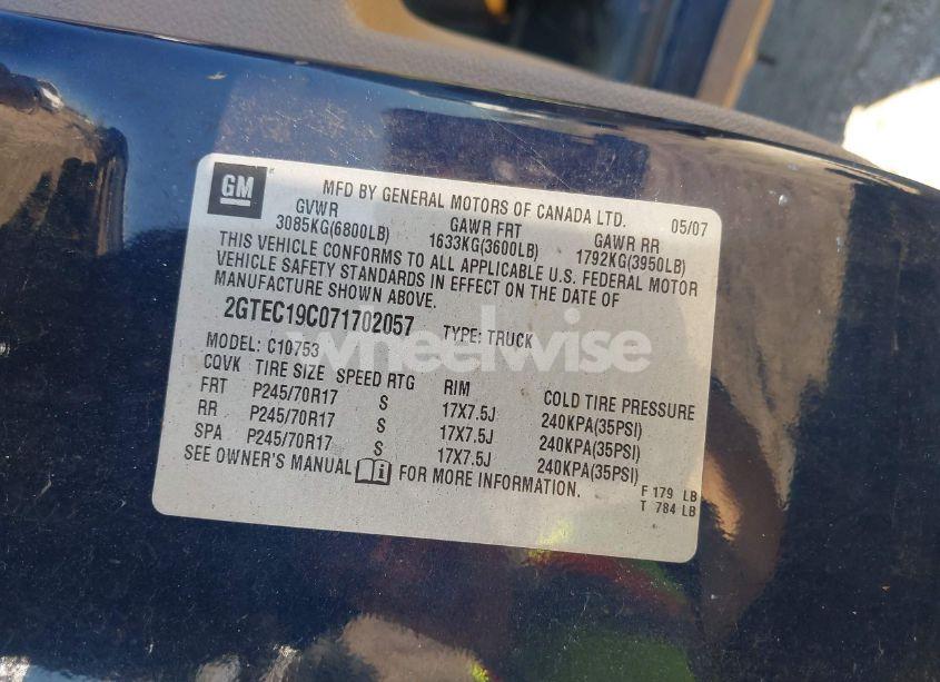 Photo 9 of 2007 Gmc Sierra 1500 WORK TRUCK (VIN 2GTEC19C071702057)