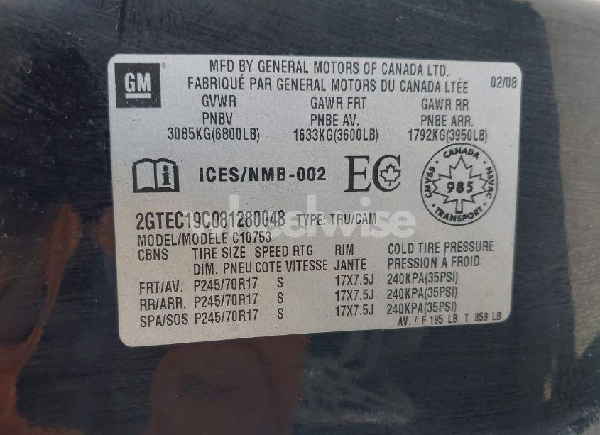 Photo 9 of 2008 Gmc Sierra 1500 SL/SLE1/WORK TRUCK (VIN 2GTEC19C081280048)