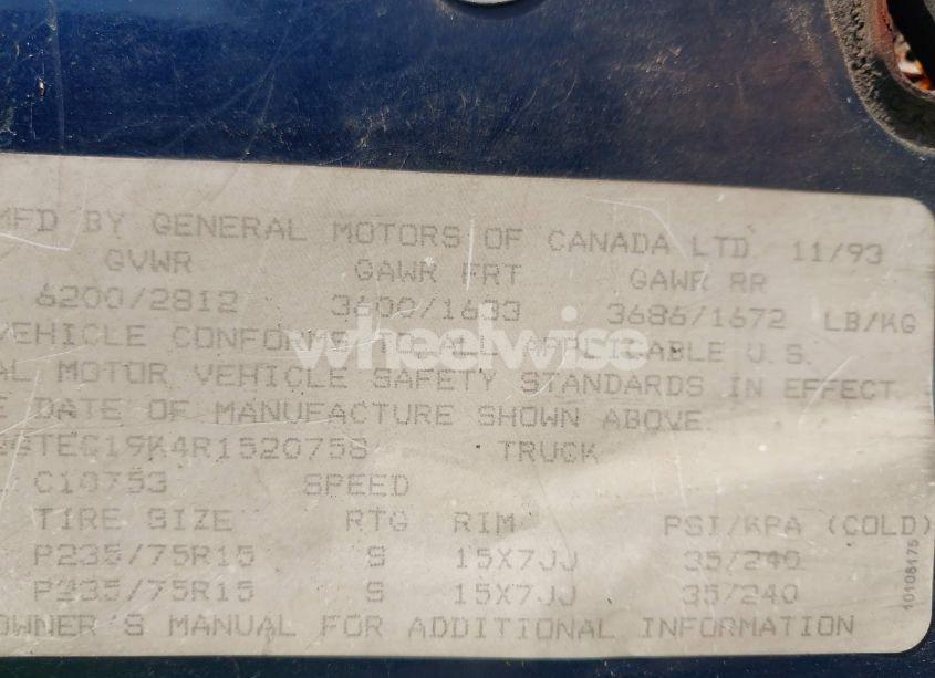 Photo 9 of 1994 Gmc Sierra C1500 (VIN 2GTEC19K4R1520758)