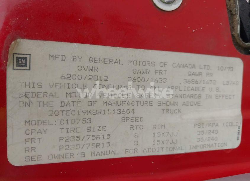 Photo 9 of 1994 Gmc Sierra C1500 (VIN 2GTEC19K8R1513604)