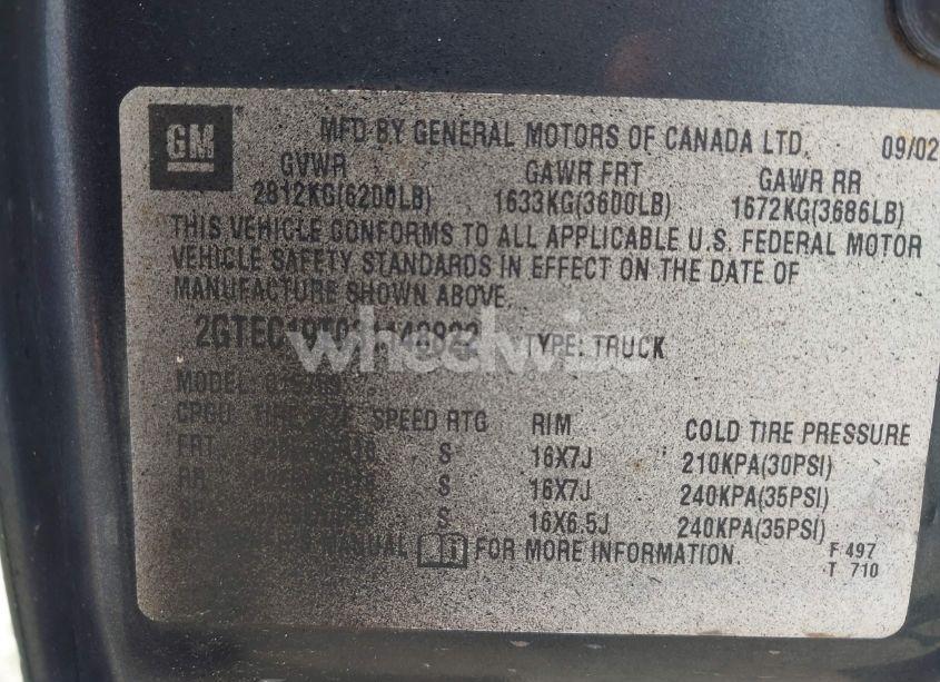 Photo 9 of 2003 Gmc Sierra 1500 SLE (VIN 2GTEC19T031148822)
