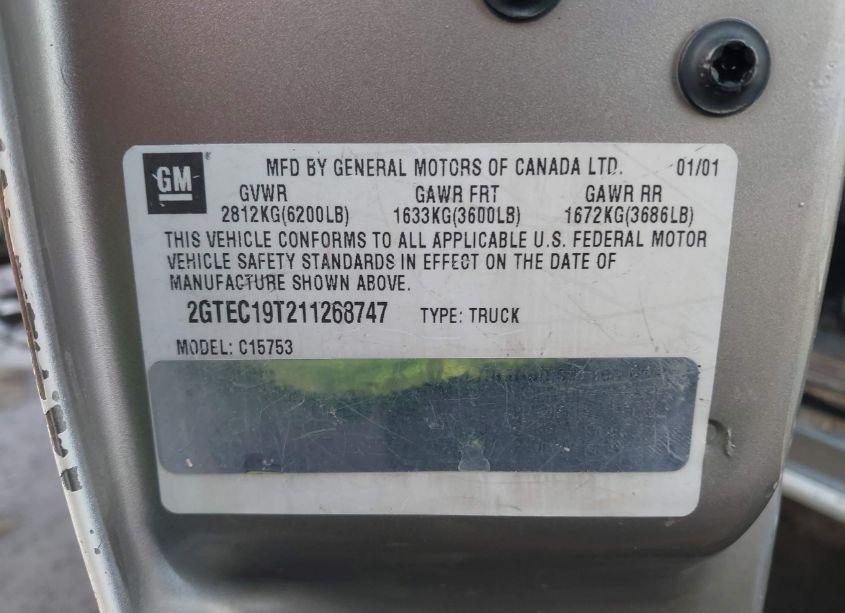 Photo 9 of 2001 Gmc Sierra 1500 SLE (VIN 2GTEC19T211268747)