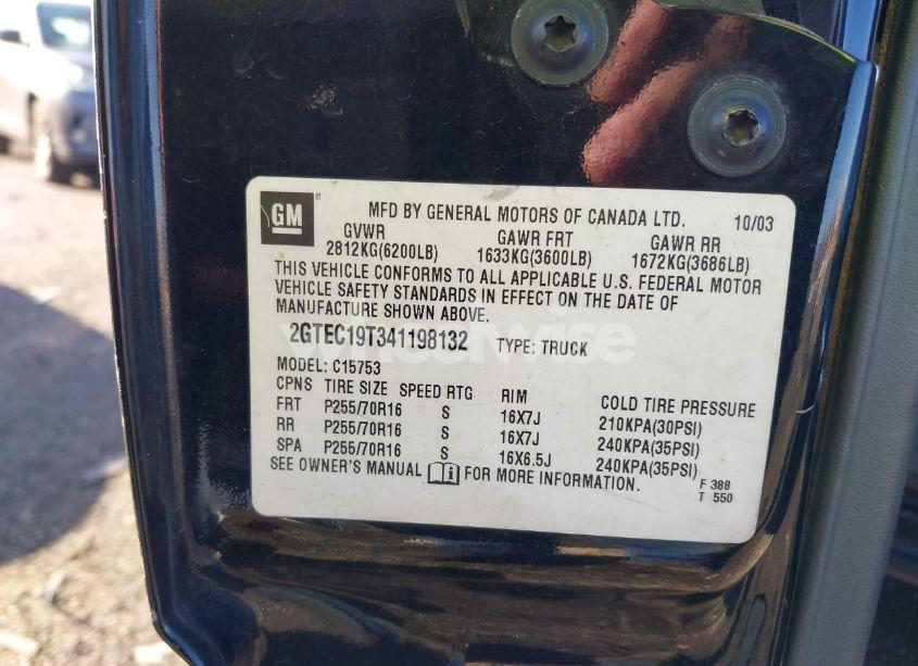 Photo 9 of 2004 Gmc Sierra 1500 SLE (VIN 2GTEC19T341198132)