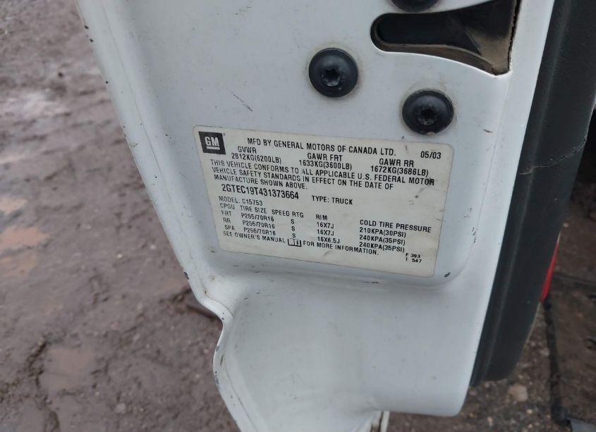 Photo 9 of 2003 Gmc Sierra 1500 SLE (VIN 2GTEC19T431373664)