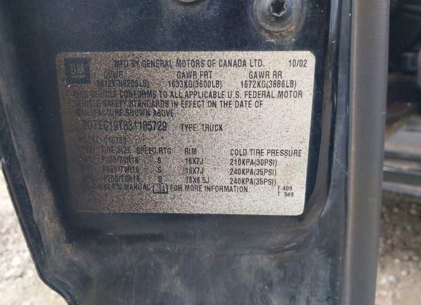 Photo 9 of 2003 Gmc Sierra 1500 SLE (VIN 2GTEC19T831185729)