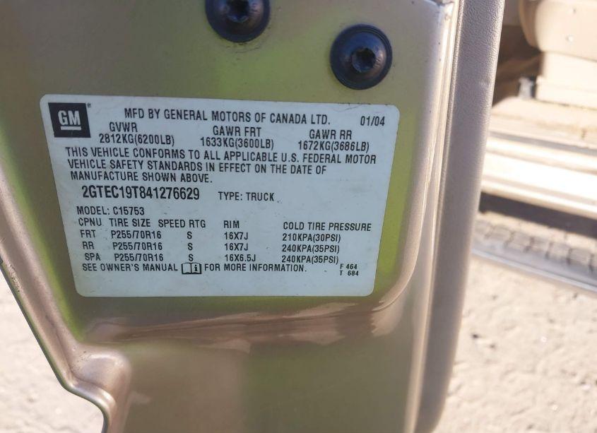 Photo 9 of 2004 Gmc Sierra 1500 SLE (VIN 2GTEC19T841276629)