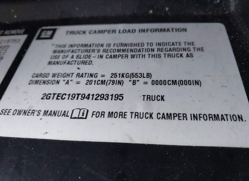 Photo 9 of 2004 Gmc Sierra 1500 SLE (VIN 2GTEC19T941293195)