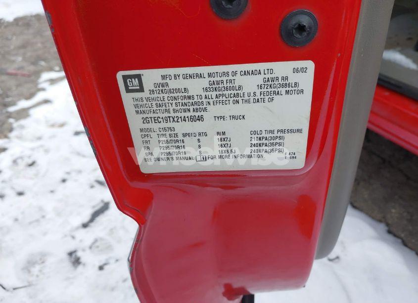 Photo 9 of 2002 Gmc Sierra 1500 SLE (VIN 2GTEC19TX21416046)