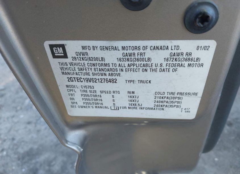 Photo 9 of 2002 Gmc Sierra 1500 SLE (VIN 2GTEC19V621276482)