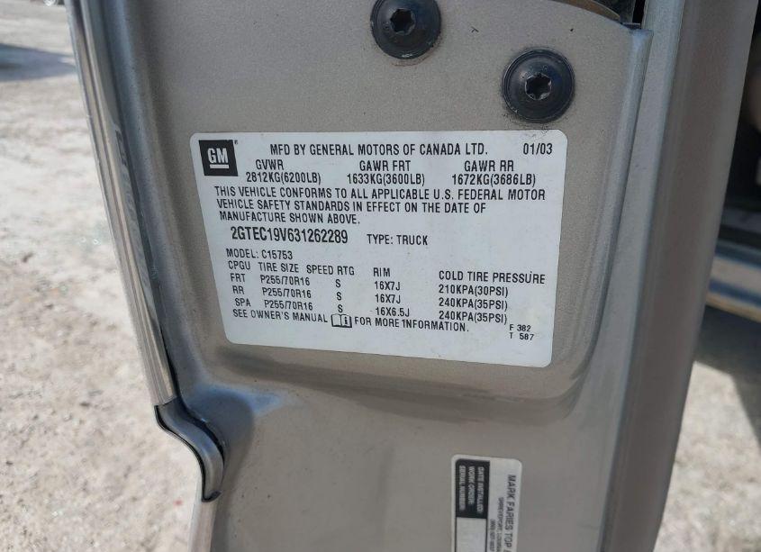 Photo 9 of 2003 Gmc Sierra 1500 SLT (VIN 2GTEC19V631262289)