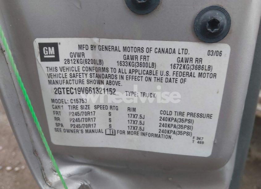 Photo 9 of 2006 Gmc Sierra 1500 WORK TRUCK (VIN 2GTEC19V661321152)