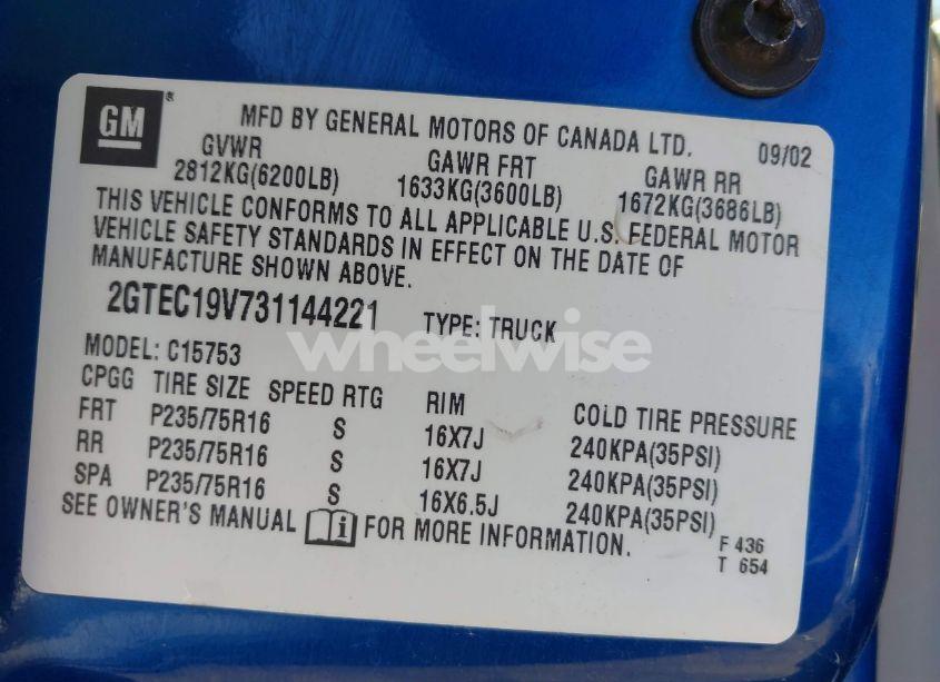 Photo 9 of 2003 Gmc Sierra 1500 (VIN 2GTEC19V731144221)